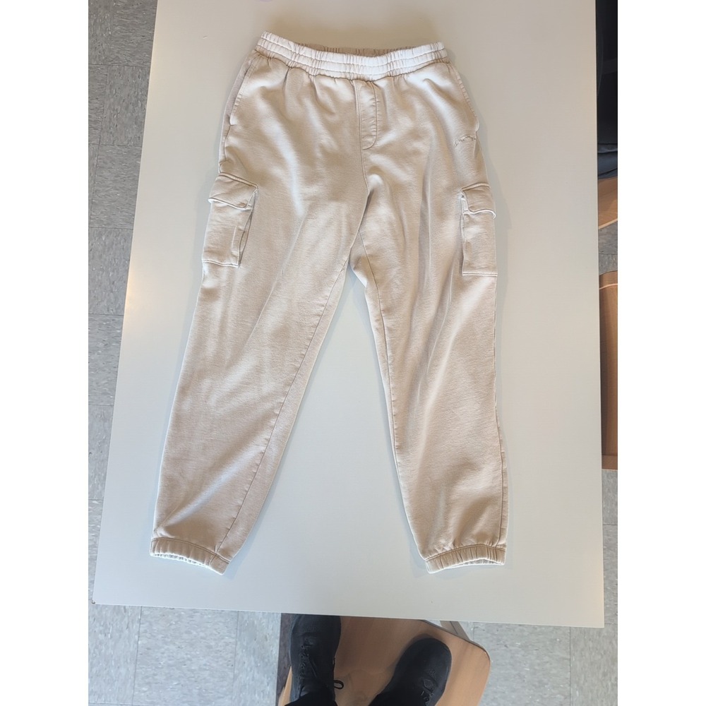 Champion Pants Womens L Beige Vintage Wash Relaxed Fleece Cargo Sweatpants